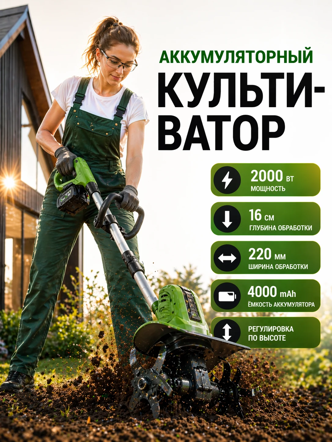 Аккумуляторный культиватор